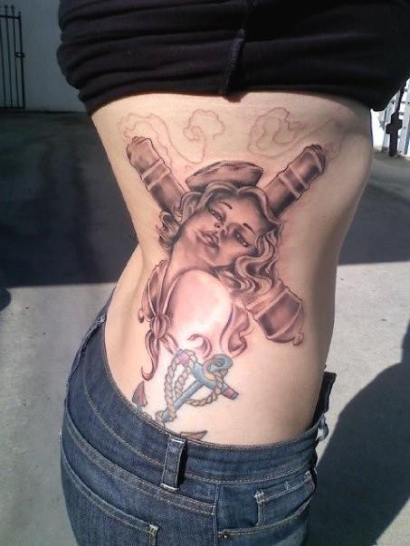 Sailor tattoo crossed cannon